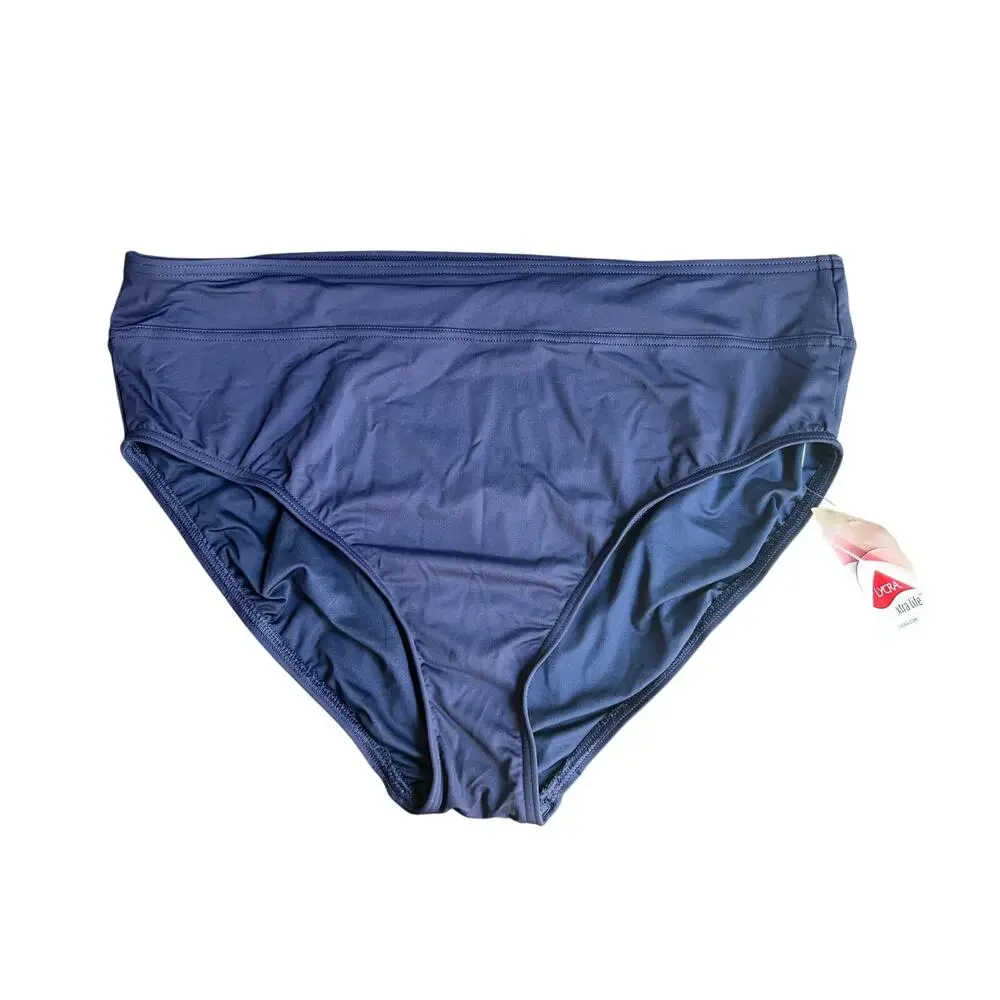 LANDS' END WOMENS SIZE LARGE 14-16 SWIM BIKINI BRIEF BOTTOM NAVY NEW!